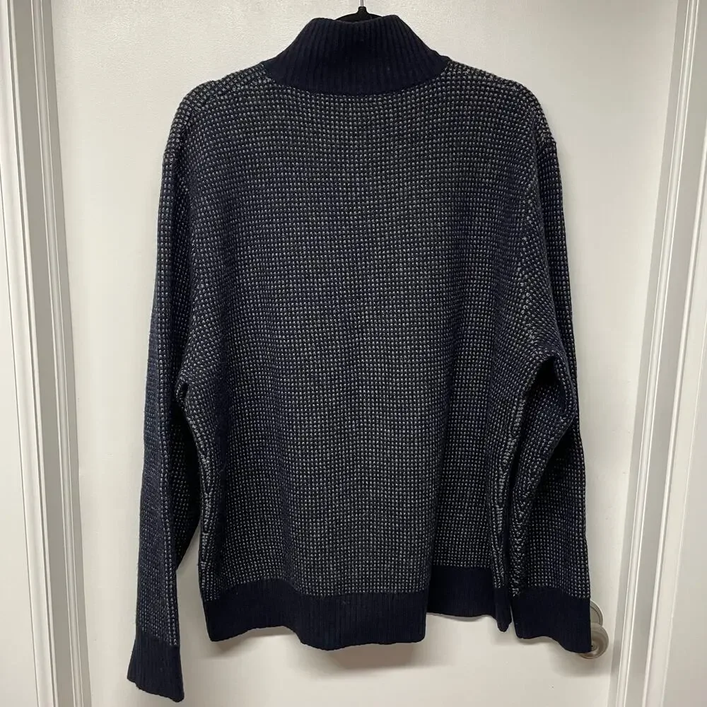 J.Crew Mens 100% Lambswool Quarter Zip Pullover Sweater Blue Size XL Warm